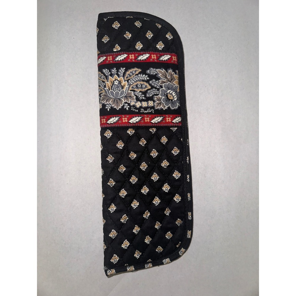 Vera Bradley Quilted Cotton Curling Iron Cover Black Floral Travel Sleeve